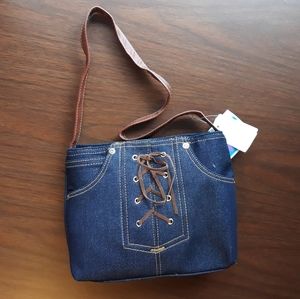 90s Denim Lace-Up Jeans Purse Handbag Funky Retro Kidcore NWT